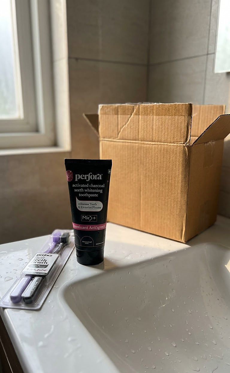 Gaurav Khanna holding Activated Charcoal Toothpaste Combo